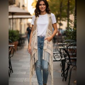 Say What? Cream Knit Vest with Fringe